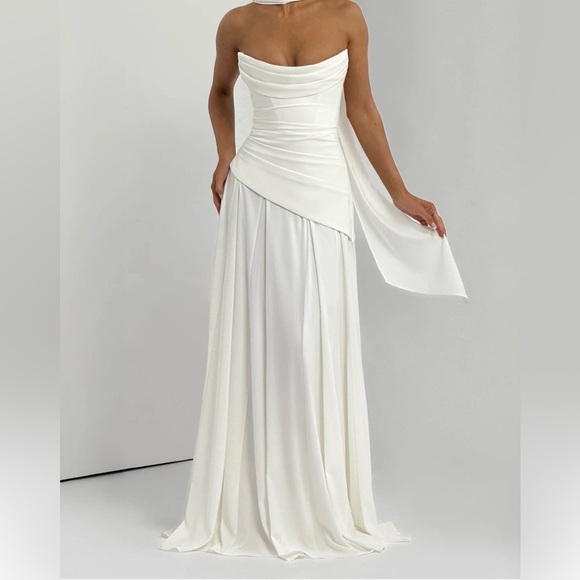 Dresses & Skirts - Elegant White Draped Gown
